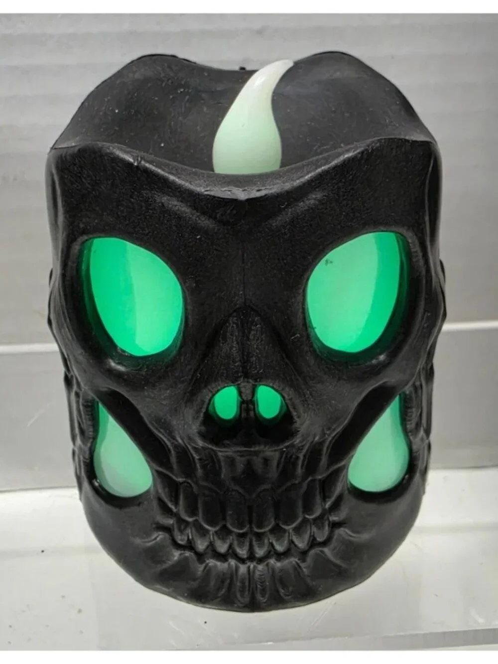 Halloween Skull Décor Lot Light Up Candle Iridescent Ceramic Gothic Mirror